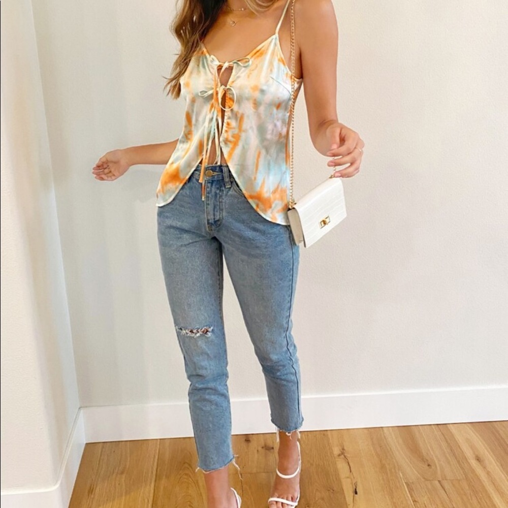 Tie dye satin cami top